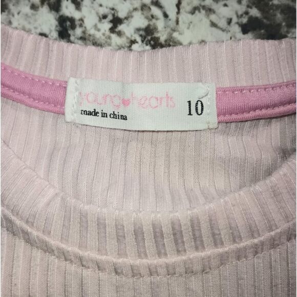 Young Hearts Pink Sequined Unicorn Tee Ribbed T-shirt Girls Sz 10 - Picture 4 of 4